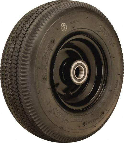 Hamilton - 12 Inch Diameter x 4-1/8 Inch Wide, Rubber Caster Wheel - 625 Lb. Capacity, 4-3/8 Inch Hub Length, 3/4 Inch Axle Diameter, Tapered Roller Bearing - Exact Industrial Supply