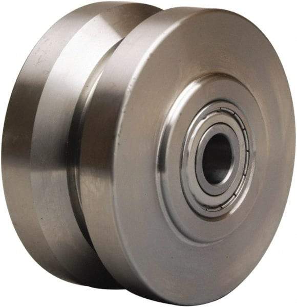 Hamilton - 4 Inch Diameter x 2 Inch Wide, Stainless Steel Caster Wheel - 850 Lb. Capacity, 2-1/4 Inch Hub Length, 3/4 Inch Axle Diameter, Delrin Bearing - Exact Industrial Supply