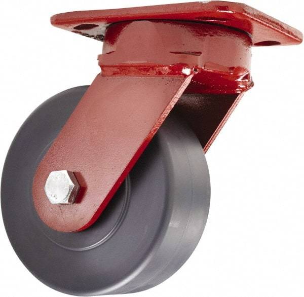 Hamilton - 5" Diam x 2" Wide x 6-1/2" OAH Top Plate Mount Swivel Caster - Nylon, 2,000 Lb Capacity, Sealed Precision Ball Bearing, 4 x 5" Plate - Exact Industrial Supply