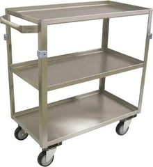 Jamco - 600 Lb Capacity, 30" Wide x 16" Long x 34" High Shelf Cart - 3 Shelf, Stainless Steel, 4 Swivel Casters - Exact Industrial Supply