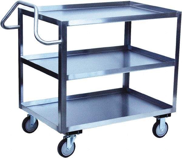 Jamco - 1,200 Lb Capacity, 48" Wide x 30" Long x 39" High Shelf Cart - 3 Shelf, Stainless Steel - Exact Industrial Supply