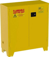 Jamco - 2 Door, 1 Shelf, Yellow Steel Double Wall Safety Cabinet for Flammable and Combustible Liquids - 49" High x 18" Wide x 43" Deep, Self Closing Door, 3 Point Key Lock, 30 Gal Capacity - Exact Industrial Supply