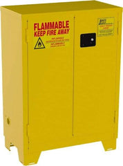 Jamco - 2 Door, 2 Shelf, Yellow Steel Double Wall Safety Cabinet for Flammable and Combustible Liquids - 49" High x 18" Wide x 34" Deep, Self Closing Door, 3 Point Key Lock, 28 Gal Capacity - Exact Industrial Supply