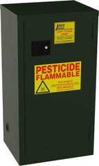 Jamco - 1 Door, 2 Shelf, Green Steel Double Wall Safety Cabinet for Flammable and Combustible Liquids - 44" High x 18" Wide x 23" Deep, Manual Closing Door, 3 Point Key Lock, 18 Gal Capacity - Exact Industrial Supply