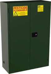 Jamco - 2 Door, 2 Shelf, Green Steel Double Wall Safety Cabinet for Flammable and Combustible Liquids - 44" High x 18" Wide x 43" Deep, Self Closing Door, 3 Point Key Lock, 45 Gal Capacity - Exact Industrial Supply
