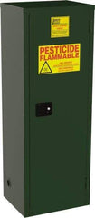 Jamco - 1 Door, 3 Shelf, Green Steel Double Wall Safety Cabinet for Flammable and Combustible Liquids - 65" High x 18" Wide x 23" Deep, Self Closing Door, 3 Point Key Lock, 24 Gal Capacity - Exact Industrial Supply