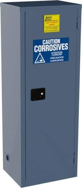 Jamco - 1 Door, 3 Shelf, Blue Steel Double Wall Safety Cabinet for Flammable and Combustible Liquids - 65" High x 18" Wide x 23" Deep, Self Closing Door, 3 Point Key Lock, 24 Gal Capacity - Exact Industrial Supply