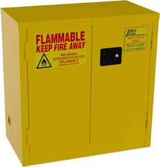 Jamco - 2 Door, 1 Shelf, Yellow Steel Double Wall Safety Cabinet for Flammable and Combustible Liquids - 35" High x 18" Wide x 34" Deep, Self Closing Door, 3 Point Key Lock, 22 Gal Capacity - Exact Industrial Supply