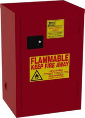 Jamco - 1 Door, 2 Shelf, Red Steel Double Wall Safety Cabinet for Flammable and Combustible Liquids - 35" High x 18" Wide x 23" Deep, Manual Closing Door, 3 Point Key Lock, 18 Gal Capacity - Exact Industrial Supply
