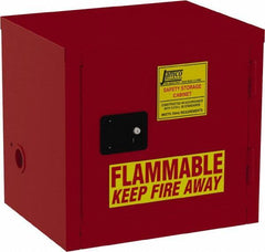 Jamco - 1 Door, 1 Shelf, Red Steel Double Wall Safety Cabinet for Flammable and Combustible Liquids - 22" High x 18" Wide x 23" Deep, Manual Closing Door, 3 Point Key Lock, 12 Gal Capacity - Exact Industrial Supply
