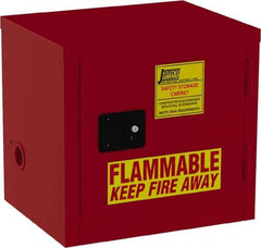 Jamco - 1 Door, 1 Shelf, Red Steel Double Wall Safety Cabinet for Flammable and Combustible Liquids - 22" High x 18" Wide x 23" Deep, Self Closing Door, 3 Point Key Lock, 12 Gal Capacity - Exact Industrial Supply