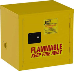 Jamco - 1 Door, Yellow Steel Double Wall Safety Cabinet for Flammable and Combustible Liquids - 22" High x 18" Wide x 23" Deep, Self Closing Door, 3 Point Key Lock, 6 Gal Capacity - Exact Industrial Supply