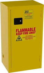 Jamco - 1 Door, 2 Shelf, Yellow Steel Double Wall Safety Cabinet for Flammable and Combustible Liquids - 44" High x 18" Wide x 23" Deep, Manual Closing Door, 3 Point Key Lock, 18 Gal Capacity - Exact Industrial Supply