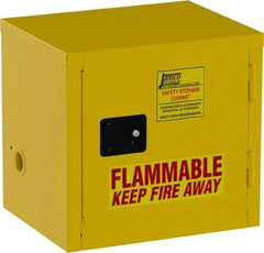 Jamco - 1 Door, Yellow Steel Double Wall Safety Cabinet for Flammable and Combustible Liquids - 22" High x 18" Wide x 23" Deep, Manual Closing Door, 3 Point Key Lock, 6 Gal Capacity - Exact Industrial Supply