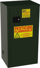 Jamco - 1 Door, 2 Shelf, Green Steel Double Wall Safety Cabinet for Flammable and Combustible Liquids - 44" High x 18" Wide x 23" Deep, Self Closing Door, 3 Point Key Lock, 18 Gal Capacity - Exact Industrial Supply