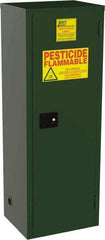 Jamco - 1 Door, 3 Shelf, Green Steel Double Wall Safety Cabinet for Flammable and Combustible Liquids - 65" High x 18" Wide x 23" Deep, Manual Closing Door, 3 Point Key Lock, 24 Gal Capacity - Exact Industrial Supply