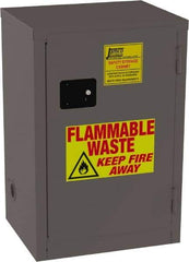 Jamco - 1 Door, 1 Shelf, Yellow Steel Double Wall Safety Cabinet for Flammable and Combustible Liquids - 35" High x 18" Wide x 23" Deep, Manual Closing Door, 3 Point Key Lock, 12 Gal Capacity - Exact Industrial Supply