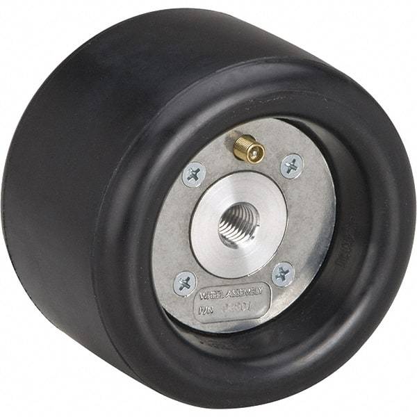 Dynabrade - 3-1/4" Wheel OD, 3" Wheel Width, 7,000 RPM, Aluminum, Pneumatic Wheel without Hub - 10-11/16" Long x 3" Wide, 1" Wheel Arbor Hole, For Use with 13204, 13505, 13515 & 13520 Dynastraight Air-Powered Abrasive Finishing Tools - Exact Industrial Supply