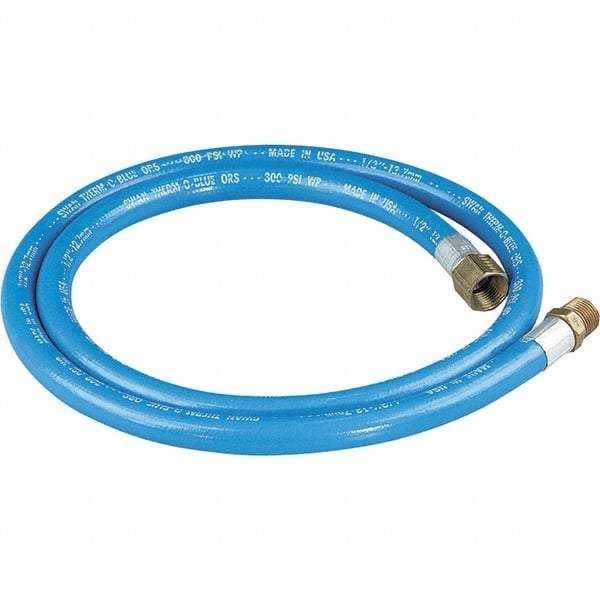 Dynabrade - 1/2" ID 5' Long Hose - Female/Male Ends, 90 Working psi, 1/2" Fitting, Blue - Exact Industrial Supply