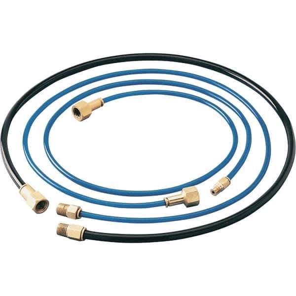 Dynabrade - 1/4" ID x 3/8" OD 3' Long Hose - Female/Male Ends, 90 Working psi, 1/4" Fitting, Black & Blue - Exact Industrial Supply