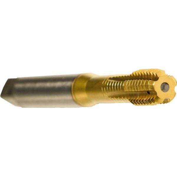 Emuge - 1/4-28 UNF 2BX Modified Bottoming Thread Forming Tap - Cobalt, TiN Finish, 3.15" OAL, 0.394" Thread Length, Right Hand Thread, Series Druck - Exact Industrial Supply