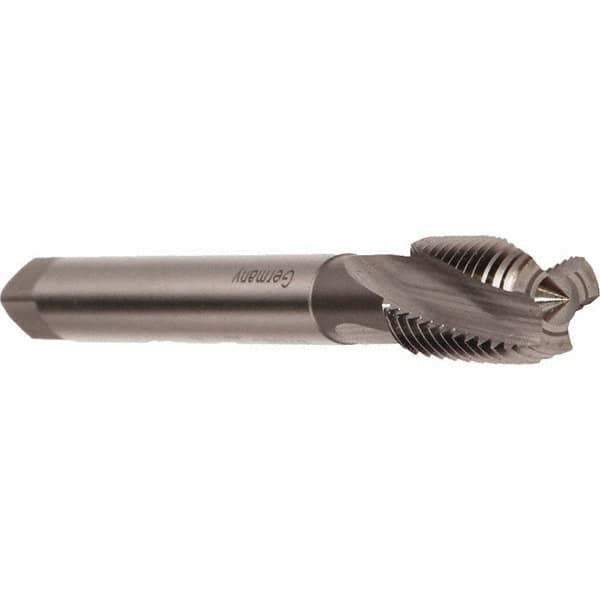 Emuge - M10x1.00 Metric Fine 3 Flute 6H Modified Bottoming Spiral Flute Tap - Cobalt, Bright Finish, 90mm OAL, Right Hand Flute, Right Hand Thread, Series Rekord D - Exact Industrial Supply