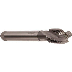 Emuge - M10x1.00 Metric Fine 3 Flute 6H Modified Bottoming Spiral Flute Tap - Cobalt, Bright Finish, 90mm OAL, Right Hand Flute, Right Hand Thread, Series Rekord D - Exact Industrial Supply