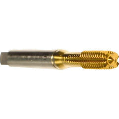 Emuge - 5/8-18 UNF 2BX Modified Bottoming Thread Forming Tap - Cobalt, TiN Finish, 3-13/16" OAL, 0.866" Thread Length, Right Hand Thread, Series Druck - Exact Industrial Supply