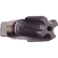 Emuge - 1-1/4 - 11-1/2 NPT, 10° Helix, 6 Flutes, TiCN Finish, Cobalt, Spiral Flute Pipe Tap - Right Hand Flute, 1-3/4" Thread Length, 0.984" Square Size, Series KEG - Exact Industrial Supply