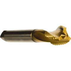 Emuge - 1-8 UNC 3 Flute 2BX Modified Bottoming Spiral Flute Tap - Cobalt, TiN Finish, 6.299" OAL, Right Hand Flute, Right Hand Thread, Series Rekord D - Exact Industrial Supply