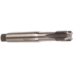 Emuge - M4.5x0.75 Metric Coarse 6HX 3 Flute Bright Finish Cobalt Straight Flute Machine Tap - Modified Bottoming, Right Hand Thread, 70mm OAL, 14mm Thread Length, Oversize - Exact Industrial Supply