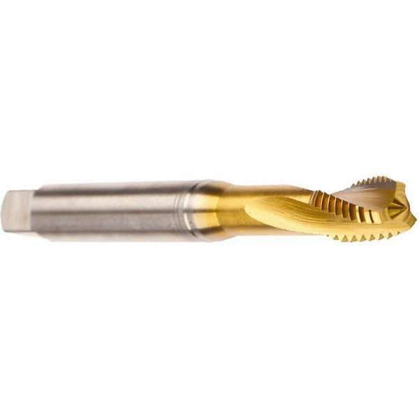 Emuge - 5/16-24 UNF 3 Flute 2BX Modified Bottoming Spiral Flute Tap - Cobalt, TiN Finish, 3.543" OAL, Right Hand Flute, Right Hand Thread, Series Rekord D - Exact Industrial Supply