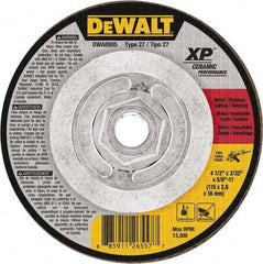 DeWALT - 24 Grit, 4-1/2" Wheel Diam, Type 27 Depressed Center Wheel - Coarse/Medium Grade, Ceramic, N Hardness, 13,300 Max RPM - Exact Industrial Supply