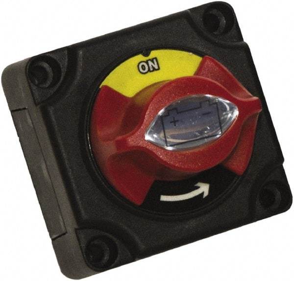 Battery Doctor - 2 Position, 12 Volt, 300 Amp, Single Battery Disconnect Switch - On-Off Sequence, Black & Red - Exact Industrial Supply