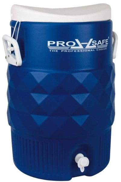 PRO-SAFE - 5 Gal Beverage Cooler - Plastic, Blue/White - Exact Industrial Supply