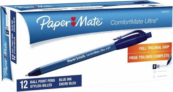 Paper Mate - 0.8mm Ball Point Retractable Pen - Blue - Exact Industrial Supply