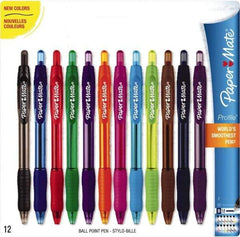 Paper Mate - 1.4mm Ball Point Retractable Pen - Assorted Colors - Exact Industrial Supply