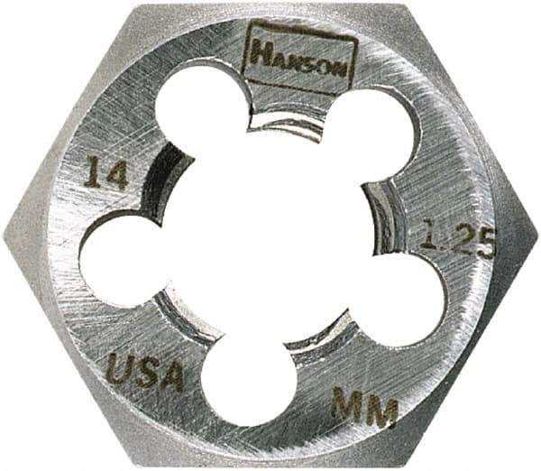 Irwin Hanson - M16x1.50 Metric Fine Thread, 1-1/4" Hex, Left Hand Thread, Hex Rethreading Die - Carbon Steel, 5/8" Thick - Exact Industrial Supply