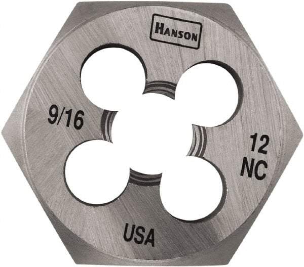 Irwin Hanson - 9/16-12 UNC Thread, 1-7/16" Hex, Right Hand Thread, Hex Rethreading Die - Carbon Steel - Exact Industrial Supply