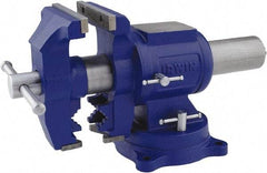 Irwin - 5" Jaw Width, 4-57/64" Opening Capacity, 3" Throat Depth, Steel Swivel Bench Vise - Bolt Down Base Attachment, Anvil - Exact Industrial Supply