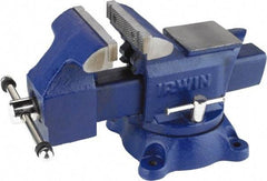 Irwin - 4-1/2" Jaw Width, 4" Opening Capacity, 2-3/8" Throat Depth, Steel Stationary Bench Vise - Bolt Down Base Attachment, Anvil - Exact Industrial Supply