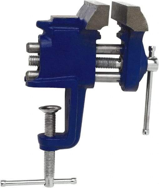 Irwin - 3" Jaw Width, 2" Opening Capacity, 3" Throat Depth, Steel Stationary Bench Vise - Clamp-On Base Attachment, Anvil - Exact Industrial Supply