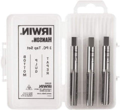 Irwin Hanson - M6x1.00 Metric, 4 Flute, Bottoming, Plug & Taper, Bright Finish, Carbon Steel Tap Set - Right Hand Cut, 2B Class of Fit, Series Hanson - Exact Industrial Supply