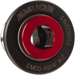 Emuge - 0.697" Tap Shank Diam, 0.523" Tap Square Size, #3 Tapping Adapter - 0.43" Projection, 1.772" Tap Depth, 1.81" OAL, 1.22" Shank OD, Through Coolant, Series EM03 - Exact Industrial Supply