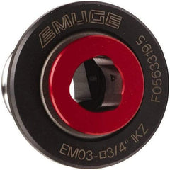 Emuge - 0.48" Tap Shank Diam, 0.36" Tap Square Size, #3 Tapping Adapter - 0.43" Projection, 1-19/32" Tap Depth, 1.81" OAL, 1.22" Shank OD, Through Coolant, Series EM03 - Exact Industrial Supply