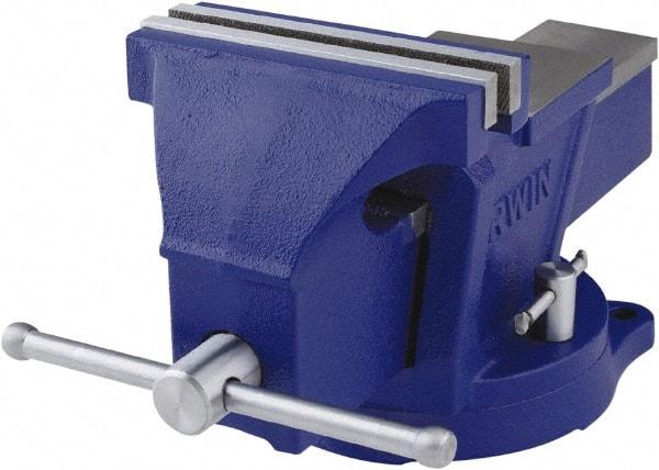 Irwin - 6" Jaw Width, 4-57/64" Opening Capacity, 3" Throat Depth, Steel Swivel Bench Vise - Bolt Down Base Attachment, Anvil - Exact Industrial Supply