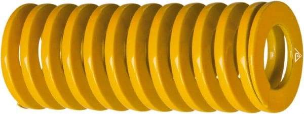 Associated Spring Raymond - 25mm Hole Diam, 12.5mm Rod Diam, 12" Free Length, Yellow Die Spring - 754 Lb Max Deflection, 4.189" Max Deflection, Extra Heavy Duty, Chromium Alloy Steel - Exact Industrial Supply