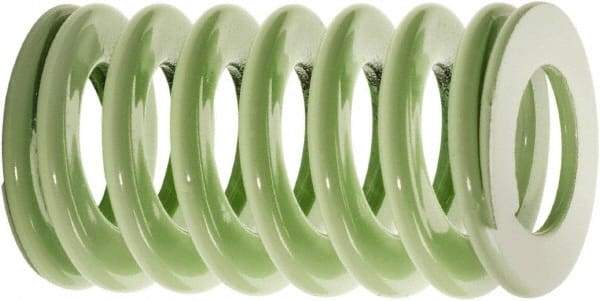 Associated Spring Raymond - 2" Hole Diam, 1" Rod Diam, 7" Free Length, Light Green Die Spring - 767 Lb Max Deflection, 4.5669" Max Deflection, Ultra Light Duty, Chromium Alloy Steel - Exact Industrial Supply