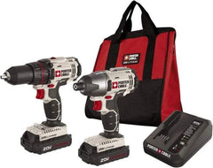Porter-Cable - 20 Volt Cordless Tool Combination Kit - Includes 1/2" Drill/Driver & 1/4" Impact Driver, Lithium-Ion Battery Included - Exact Industrial Supply