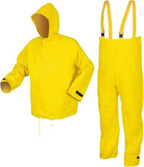 MCR Safety - Size S, Yellow, Rain, Disposable Encapsulated Suit - Attached Hood, Take Up Snaps Ankle, Take Up Snaps Wrist - Exact Industrial Supply